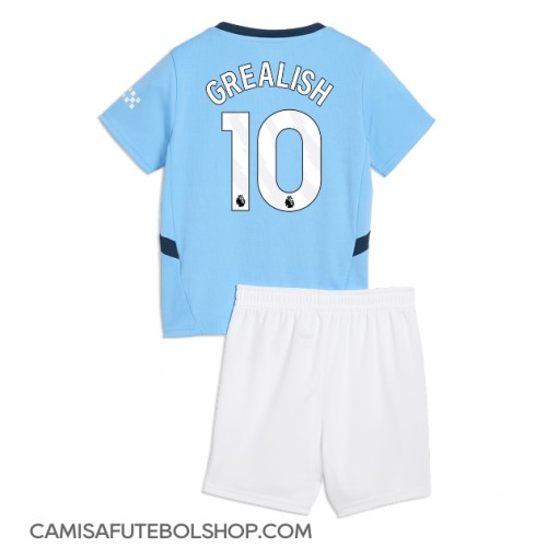 Camisa de time de futebol Manchester City Jack Grealish #10 Replicas 1º Equipamento Infantil 2024-25 Manga Curta (+ Calças curtas)